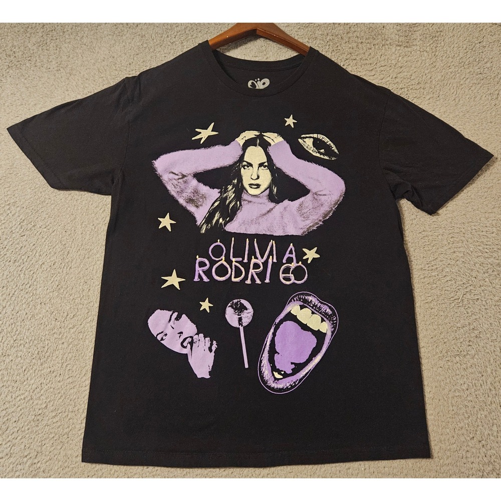 Olivia Rodrigo Graphic T-Shirt Black Purple Star‎ Tour Merch Size Large